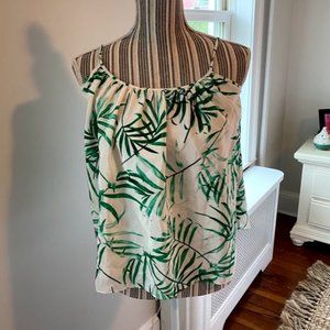 Green Palm Leaf Print Silk Tank NWT